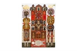 Rex Clawson Folk Art Oil Painting On Board: An original Folk Art oil painting on board circa 1960 by American artist, Rex Clawson (1929 – 2007). Clawson is best known for his abstract Folk Art paintings that often have very colorful, eye-catching palettes. This painting is hand signed and dated by the artist in the lower right corner. Unframed.