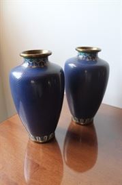 Pair of vintage Cloisonne vases, Japan, circa 1920s