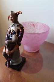 Royal Doulton figurine and Steuben Cluthra vase