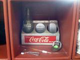 Metal Coca-Cola 6-pack carrier; Bottle Openers; Batt's Drug Advertising Glass Soda Fountain Straw