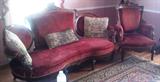 John Jelliff sofa. Renaissance Revival parlor chair.