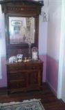 Eastlake washstand with marble top (matching dresser pictured later).
