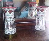 20" Bohemian Moser glass electric lusters with 10 3-sided prisms.