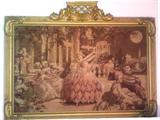 French tapestry - framed - in ornate convex frame.