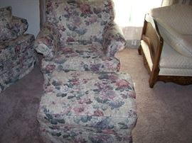 FLORAL CHAIR & OTTOMAN