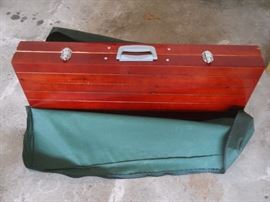 fold-up picnic table with carry case.