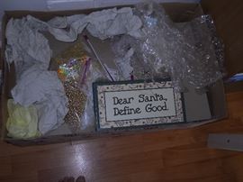 box of christmas ornaments