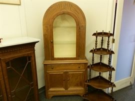 Dome top oak & 5 tier what-not