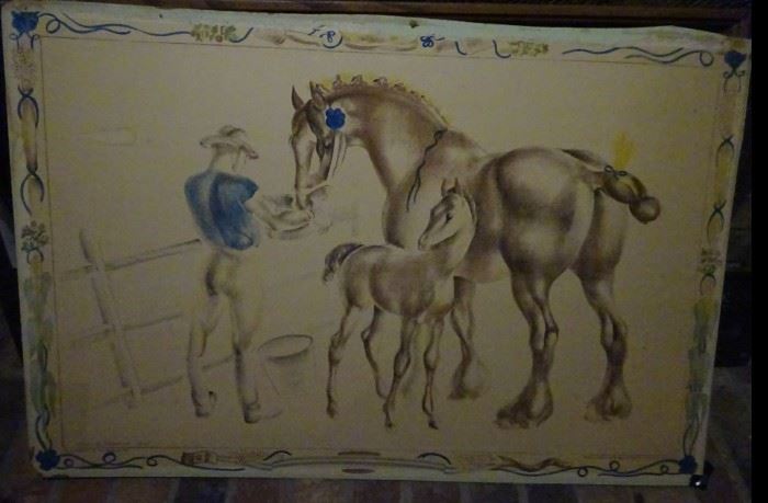 picture 1 mare and colt litho