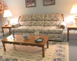 Couch to match love seat with 3 oak end tables. All priced seperately