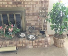 Collector plates, fireplace tools
