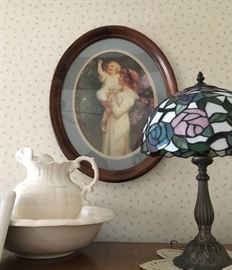 Lamp, bowl and pitcher , print
