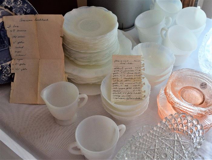 Large Set in Excellent Condition:  Vintage American Sweetheart Pattern-  Discontinued Actual: 1930 - 1936 - Monax (White) by MacBeth-Evans Depression Glass

Note:  Prices listed are not selling prices, but original owners documentation