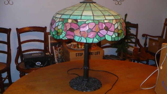 stained leaded glass lamp  very nice