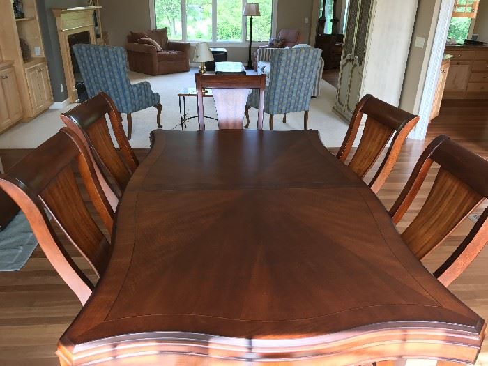 Hickory dining room table with chairs