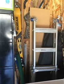 Ladder, ski's Box and arrow, Fishing poles 