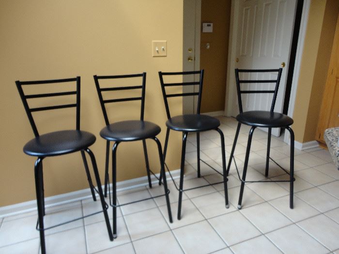 Set of four metal framed kitchen/bar chairs