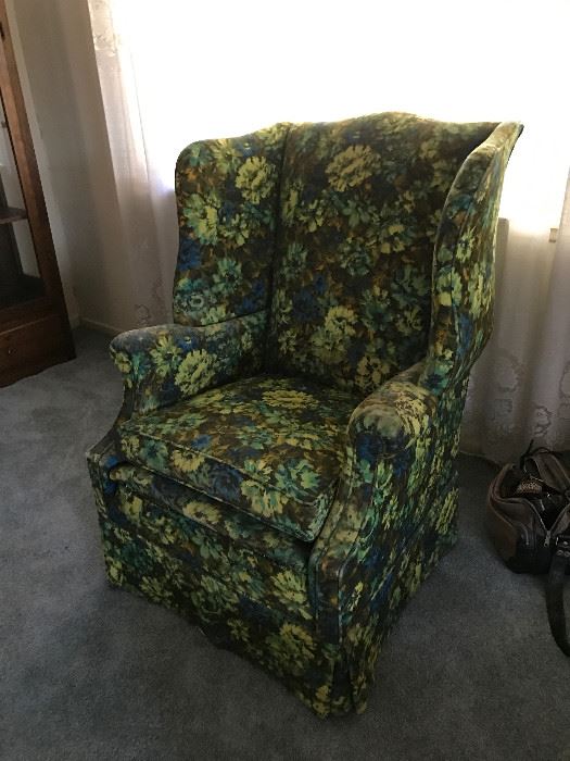 Floral green armchair