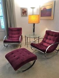 ELLIPSE ROCKING CHAIRS AND OTTOMAN BY RENAATO ZEVE/MILO BAUGHMAN FOR SELIG