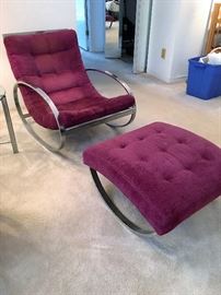 ELLIPSE ROCKING CHAIR & OTTOMAN BY RENATO ZEVE/MILO BAUGHMAN FOR SELIG