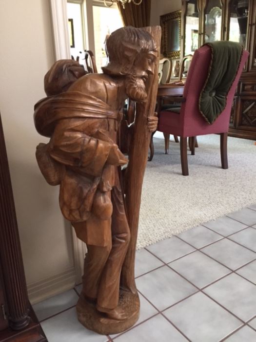 One of three wood carving from South America approx 3' high