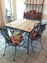 Woodward iron table with four chairs & Italian top table