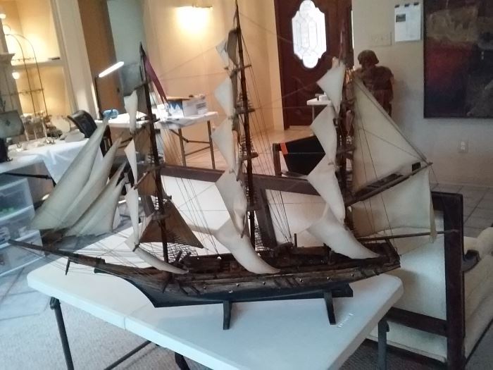 Antique model sailboat wood