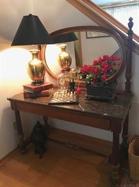 Marble and mahogany table, console