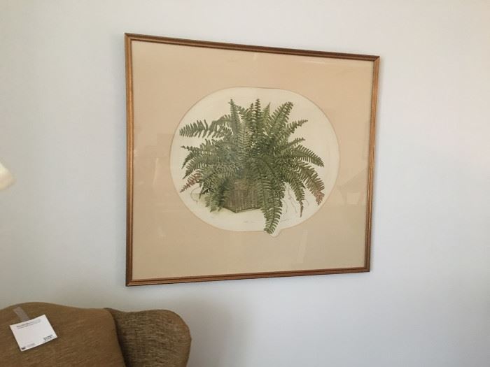 Fern etching, signed