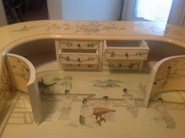 Ivory Oriental Desk & Chair.  Excellent Condition!