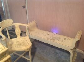 Ivory Oriental Bench & Chair.  Excellent Condition!