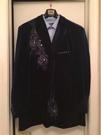 Blue Velvet Jacket with Shirt.  Size 2XL 