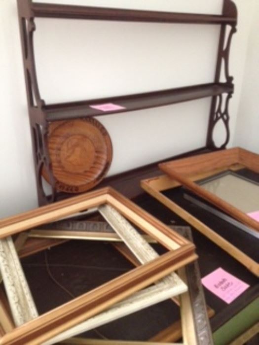 Wood wall shelf, frames