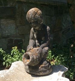 Old Weathered Concrete Fountain Figure