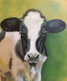 Original Oil on Canvass Portrait of a Calf