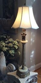 Tall bronze putti lamp