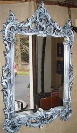 Mid Century Painted Ornate Carved Mirror