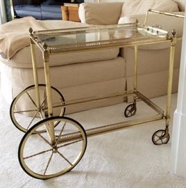 Vintage French Brass Tea  Bar Cart