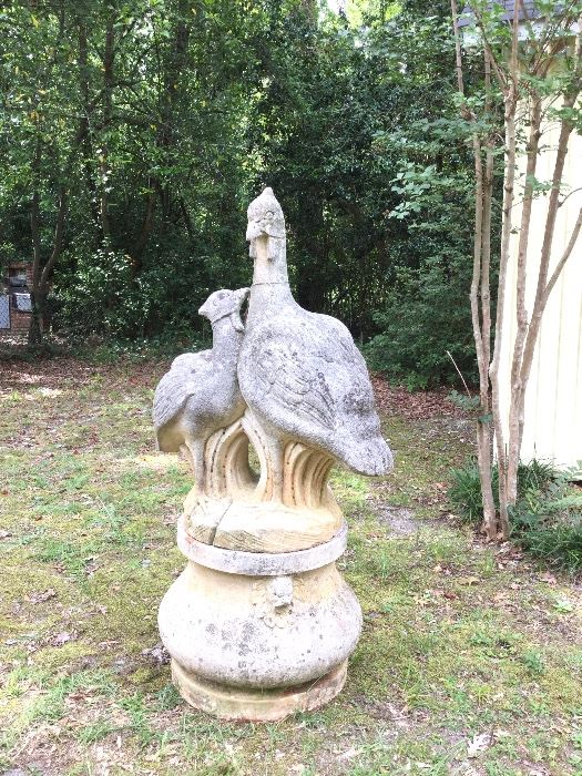 Monumental Chinese Granite Quail Sculpture 5' tall two part form.