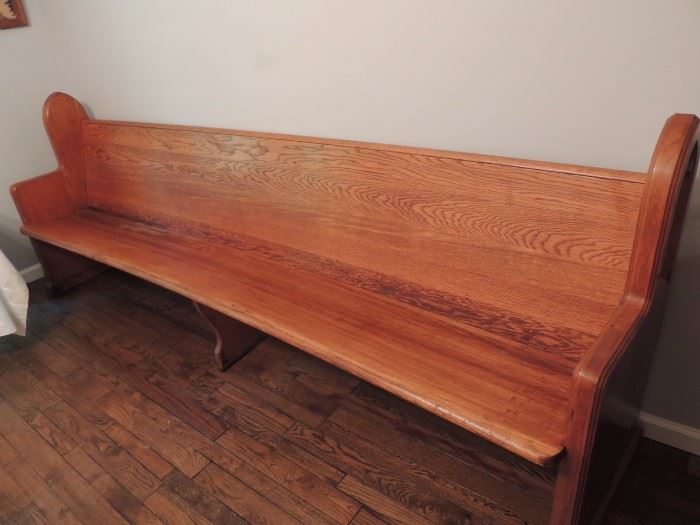 Local antique oak church pew