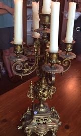 Heavy Victorian brass candelabra