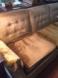 Klingmans green/gold velvet sofa