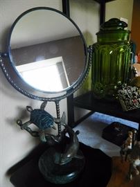 Wonderful brass turtle/dolphin mirror