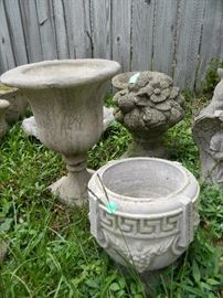 Concrete containers of various sizes