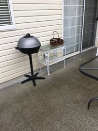 BBQ, White Wrought Iron Side Table