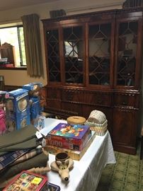 Glass Front China Cabinet with Pull Out writing Desk