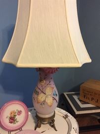 Antique fenton lamp