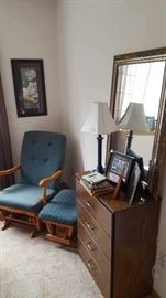 Dresser & Mirror, Glider Rocker with Ottoman