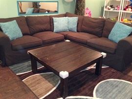 Pottery Barn Sectional Sofa, Coffee Table