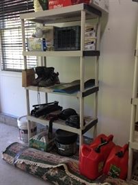 Carpet, Gas Cans, Shelving
